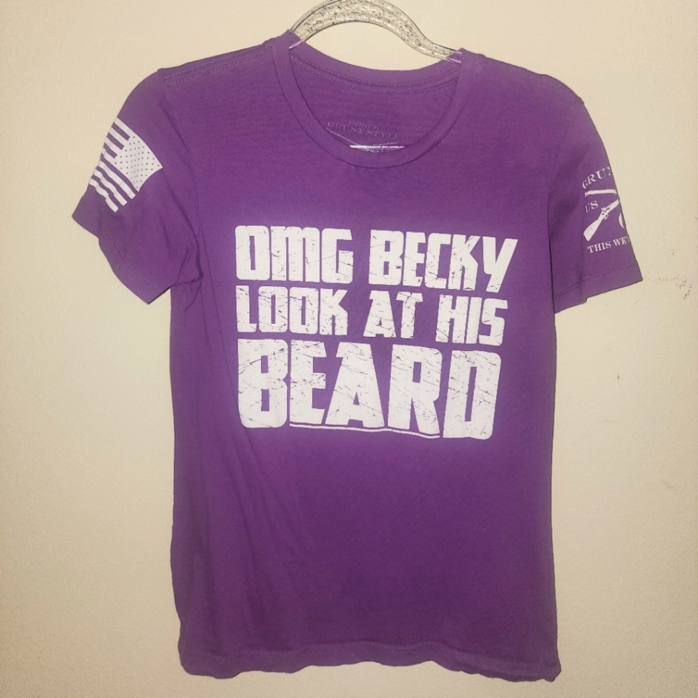 Grunt Style Womens Medium Graphic Top Purple OMG Becky Look at His Beard
